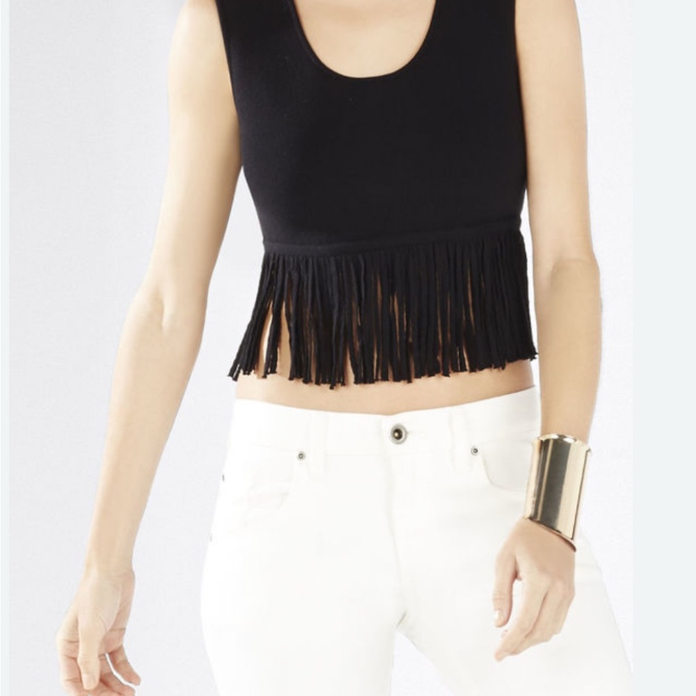 BCBG MAXAZRIA fringe crop top